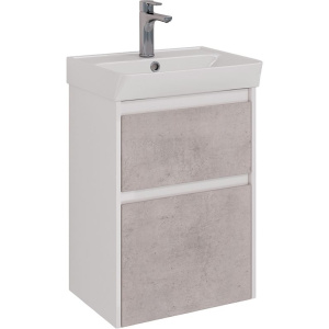 Тумба с раковиной Lemark Combi 50 бетон, белая глянцевая