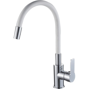 Смеситель для кухни Rush Siple SI7335-60White белый, с гибким изливом