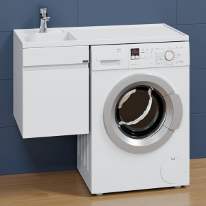 Тумба с раковиной СанТа Марс 38, L 1 ящик, подвесная, для стиральной машины