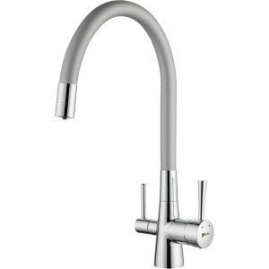 Смеситель для кухни Lemark Comfort LM3075C-Silver с гибким изливом, хром, серебристый