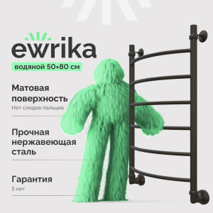 Полотенцесушитель водяной EWRIKA Сафо D 80х50, чёрный матовый Полотенцесушитель водяной EWRIKA Сафо D 80х50, чёрный матовый