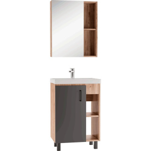 Мебель для ванной Домино Craft 60 дуб вотан, графит Мебель для ванной Домино Craft 60 дуб вотан, графит