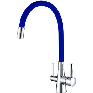 Смеситель для кухни Lemark Comfort LM3075C-Blue с гибким изливом, хром, синий Смеситель для кухни Lemark Comfort LM3075C-Blue с гибким изливом, хром, синий