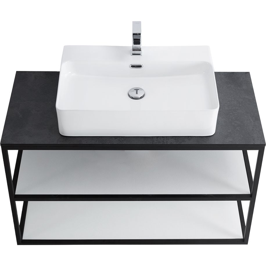 Купить Консоль Cezares Cadro 100 2-х ярусная, подвесная, белые полки, со столешницей и раковиной BB1338 в Москве с доставкой Консоль Cezares Cadro 100 2-х ярусная, подвесная, белые полки, со столешницей и раковиной BB1338