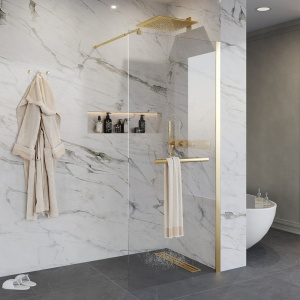 Душевая перегородка Niagara Nova NG-641-90 GOLD 90x195 профиль золото, стекло прозрачное
