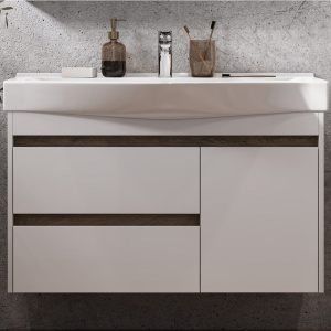 Тумба с раковиной AQUATON Нортон 100, подвесная, белый глянец Тумба с раковиной AQUATON Нортон 100, подвесная, белый глянец