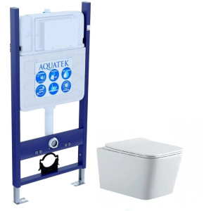 Комплект унитаз с инсталляцией и сиденьем микролифт Aquatek Либра New SET AQUATEK ЛИБРА N-14