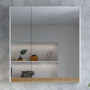 Зеркало-шкаф STWORKI Стокгольм 80 навесное, белое, под дерево, квадратное Зеркало-шкаф STWORKI Стокгольм 80 навесное, белое, под дерево, квадратное