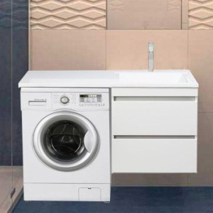 Тумба с раковиной Style Line Даллас 120, Люкс Plus подвесная, белая, эмаль R