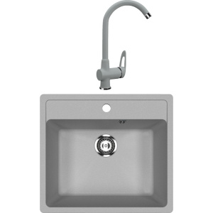 Комплект Мойка кухонная Ulgran U-104 -342 графитовая + Смеситель U-006 -342 графитовый