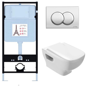 Комплект унитаз с инсталляцией, кнопкой и сиденьем Jacob Delafon Struktura EDF103-CP