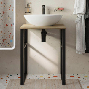 Консоль DIWO Элиста 60 светлое дерево, с раковиной Moduo 55 Leaf Консоль DIWO Элиста 60 светлое дерево, с раковиной Moduo 55 Leaf