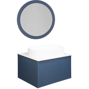 Мебель для ванной La Fenice Terra 60 синяя, белая столешница, матовая раковина