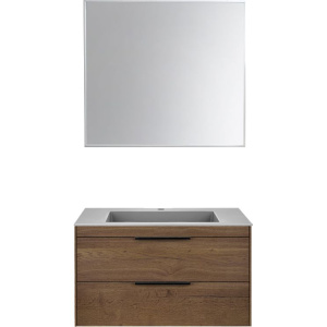 Мебель для ванной Vincea Chiara 2D 80, 2 ящика, дуб табак, с серой раковиной