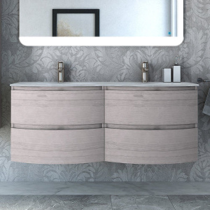 Тумба с раковиной Cezares Vague 140 две чаши rovere sbiancato Тумба с раковиной Cezares Vague 140 две чаши rovere sbiancato