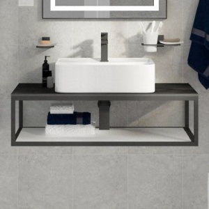 Консоль Cezares Cadro 100 1-ярусная, подвесная, белая полка, со столешницей и раковиной BB1338 Консоль Cezares Cadro 100 1-ярусная, подвесная, белая полка, со столешницей и раковиной BB1338