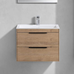 Тумба с раковиной Vincea Chiara 2D, 60, 2 ящика, натуральный дуб, с белой раковиной