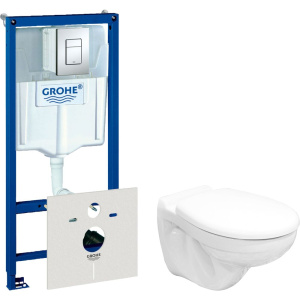 Комплект  Унитаз подвесной Керамин Гранд R МЛ CDB00022814 безободковый, с микролифтом + Система инсталляции для унитазов Grohe Rapid SL 38772001, 3 в