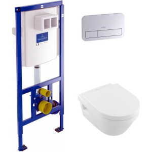 Комплект Унитаз подвесной Villeroy & Boch Omnia Architectura 5684HR01 alpin, безободковый + Кнопка Viconnect 9224 9061 хром + Инсталляция 9224 6100