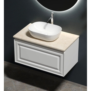 Тумба с раковиной Sancos Very 80 см, bianco, столешница бежевая, раковина CN6009 Тумба с раковиной Sancos Very 80 см, bianco, столешница бежевая, раковина CN6009