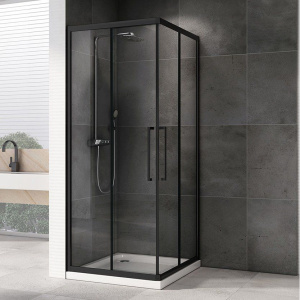 Душевой уголок Abber Schwarzer Diamant AG02080BH 80x80, профиль черный, стекло прозрачное