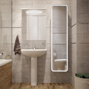 Комплект Раковина DIWO Муром + Сифон Wirquin Минор с отводом для стиральной машины + Пьедестал полукруг 0200 + Зеркало Коломна 60 см, навесное, прямоугольное, с подсветкой, белое Комплект Раковина DIWO Муром + Сифон Wirquin Минор с отводом для стиральной машины + Пьедестал полукруг 0200 + Зеркало Коломна 60 см, навесное, прямоугольное, с подсветкой, белое