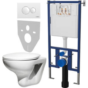 Комплект Унитаз подвесной Roca Mateo + Крышка DIWO Матео 0346 с микролифтом + Инсталляция + Кнопка 7310 белая