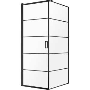 Душевой уголок AQUAme AQM5215-LH-8 80х80, профиль черный матовый