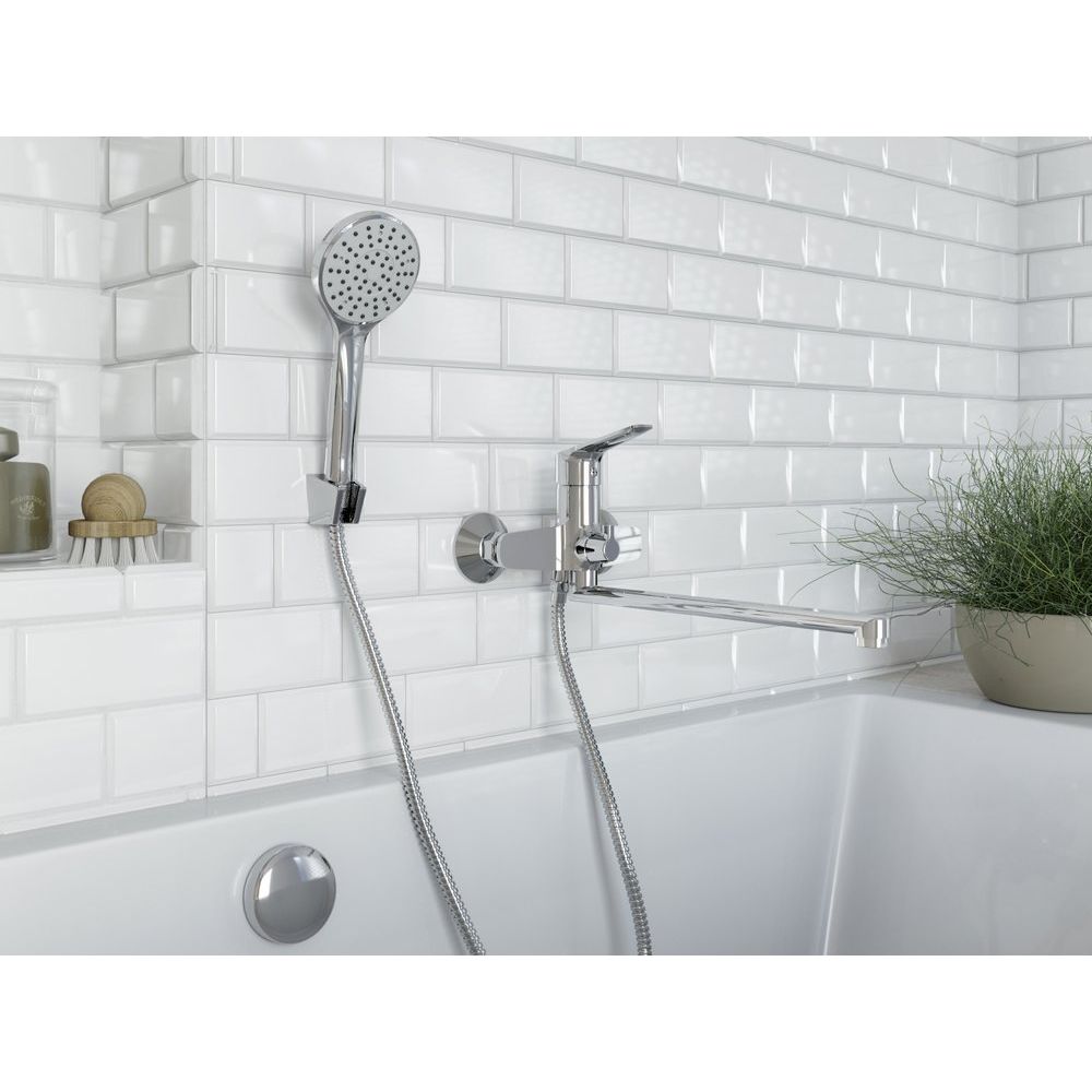 Купить Универсальный смеситель STWORKI Дублин HFDB95000 хром, однорычажный, с длинным изливом, настенный, латунь в Москве с доставкой Универсальный смеситель STWORKI Дублин HFDB95000 хром, однорычажный, с длинным изливом, настенный, латунь