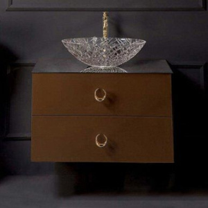 Тумба с раковиной Armadi Art NeoArt 80, шоколад с ручками Drop золото