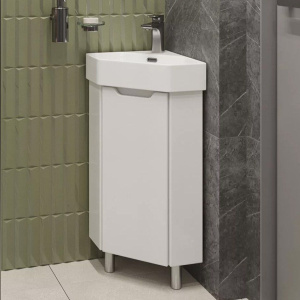 Тумба с раковиной SanStar Лайн 35 угловая, напольная, белая, раковина Лайн 35