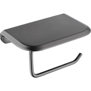 Держатель туалетной бумаги Cezares Liner PHM-GM с полкой для телефона, оружейная сталь