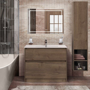 Мебель для ванной BelBagno Kraft 100 напольная, rovere tabacco, раковина BB1000ETL