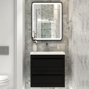 Мебель для ванной Art&Max Platino 60, подвесная, черная матовая Мебель для ванной Art&Max Platino 60, подвесная, черная матовая