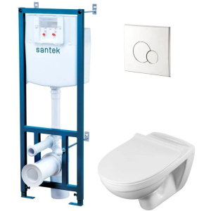 Комплект унитаз с инсталляцией, кнопкой и сиденьем микролифт Santek Бореаль 1.WH50.1.544