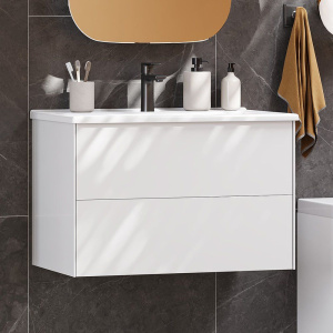 Тумба с раковиной AQUATON Сохо 75 подвесная, белая глянцевая