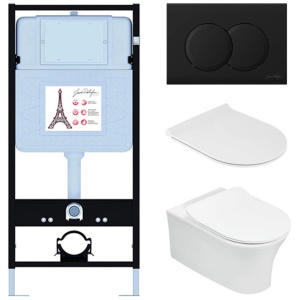 Комплект унитаз с инсталляцией и сиденьем микролифт Jacob Delafon Aleo E21731RU-BL безободковый Комплект унитаз с инсталляцией и сиденьем микролифт Jacob Delafon Aleo E21731RU-BL безободковый