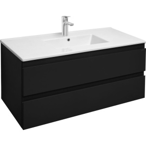 Тумба с раковиной Jacob Delafon Madeleine 100 черная матовая, раковина белая