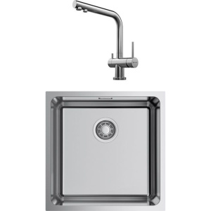 Комплект Мойка кухонная Omoikiri TADZAVA 44-U-IN Quadro нержавеющая сталь + Смеситель Nagano BN нержавеющая сталь