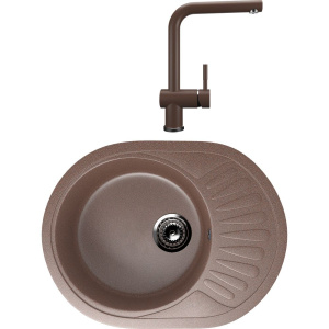 Комплект Мойка кухонная Ulgran U-107m -307 терракот + Смеситель U-022 терракот