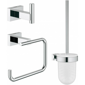 Набор аксессуаров 3 предмета: Ершик, держатель бумаги, крючок Grohe Essentials Cube 40757001 хром