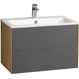 Тумба с раковиной Aquaton Сохо 75 1A2581K1AJA00 дуб веллингтон, графит софт