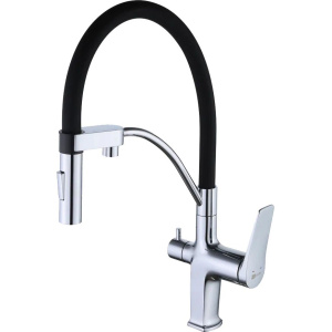 Смеситель для кухни Lemark Comfort LM3074C с гибким изливом, хром, черный Смеситель для кухни Lemark Comfort LM3074C с гибким изливом, хром, черный