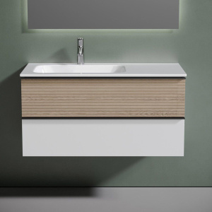 Тумба с раковиной Sancos Delta 100 L дуб светлый, белый Тумба с раковиной Sancos Delta 100 L дуб светлый, белый