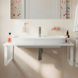 Столешница с раковиной DIWO Элиста 100 белый мрамор, с раковиной Углич 0117