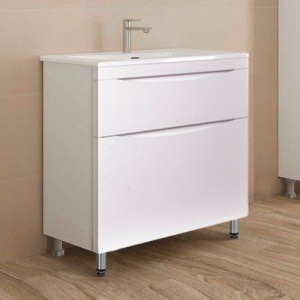 Тумба с раковиной Style Line Бергамо Мини 70 Люкс Plus напольная, антискрейтч белая Тумба с раковиной Style Line Бергамо Мини 70 Люкс Plus напольная, антискрейтч белая