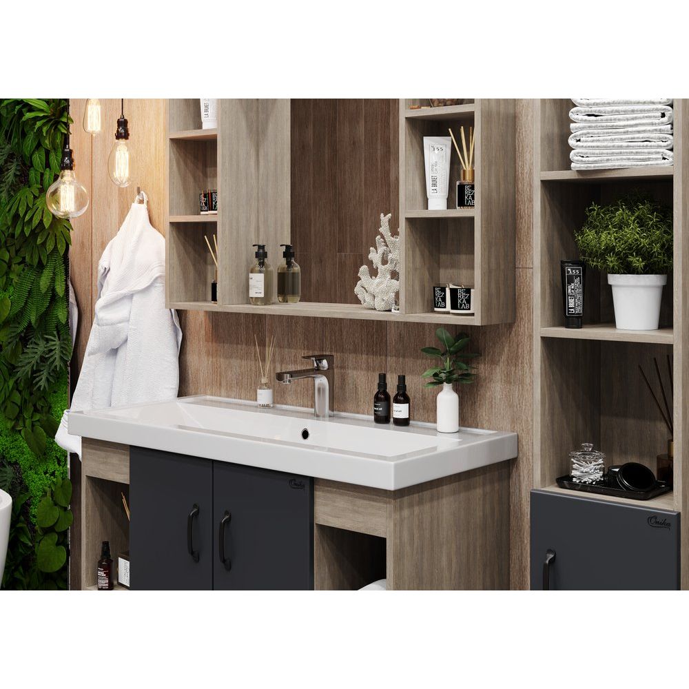 Купить Мебель для ванной Onika Тимбер 100 серая матовая, дуб сонома в Москве с доставкой Мебель для ванной Onika Тимбер 100 серая матовая, дуб сонома