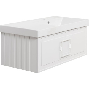 Тумба с раковиной La Fenice Cubo 90 R, белая, ручка белая