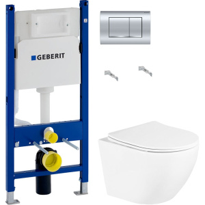 Комплект Унитаз подвесной BelBagno Uno + Инсталляция Geberit Duofix Delta 458.163.21.1 с кнопкой смыва, хром Комплект Унитаз подвесной BelBagno Uno + Инсталляция Geberit Duofix Delta 458.163.21.1 с кнопкой смыва, хром