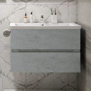 Тумба с раковиной Art&Max Techno подвесная, 90, бетон лофт натуральный